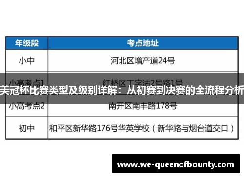 美冠杯比赛类型及级别详解：从初赛到决赛的全流程分析