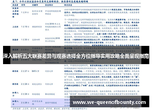 深入解析五大联赛差异与观赛选择全方位指导实用攻略全面呈现指南